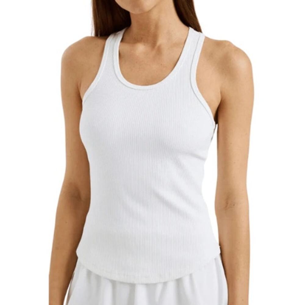Year of Ours Ribbed Veronica Tank Top White Racerback Stretch Activewear Medium
